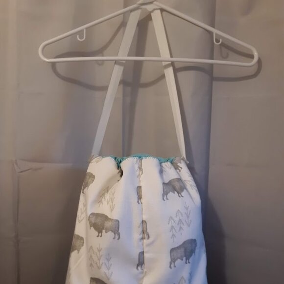 New Western Buffalo Bucket Tote Sling Bag Animal Print Oval carryall White Aqua - Picture 6 of 9